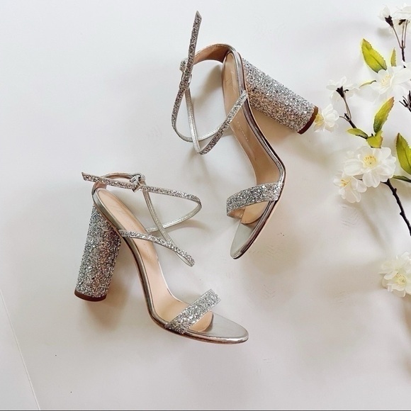 Giuseppe Zanotti Tara Block-Heel Glitter Sandals in Silver - Picture 6 of 15